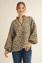 Load image into Gallery viewer, Jodifl Leopard Textured Knit Top in Stone