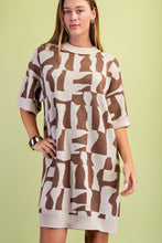 Load image into Gallery viewer, GiGio Geometric Print Sweater Dress in Brown