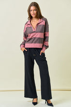 Load image into Gallery viewer, Doe & Rae OVERSIZED French Terry Color Block Top in Dusty Rose