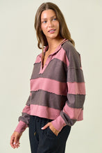 Load image into Gallery viewer, Doe & Rae OVERSIZED French Terry Color Block Top in Dusty Rose