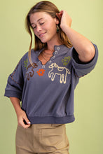 Load image into Gallery viewer, GiGio Western Theme Embroidered Sweatshirt in Cool Grey