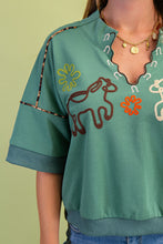 Load image into Gallery viewer, GiGio Western Theme Embroidered Sweatshirt in Dusty Sage
