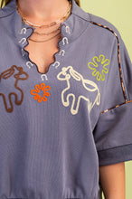 Load image into Gallery viewer, GiGio Western Theme Embroidered Sweatshirt in Cool Grey