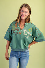 Load image into Gallery viewer, GiGio Western Theme Embroidered Sweatshirt in Dusty Sage