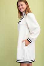 Load image into Gallery viewer, GiGio Textured Half Zip Mini Dress in Cream