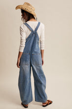 Load image into Gallery viewer, Listicle Denim Barrel Leg Overalls in Sunwashed Blue ON ORDER
