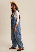 Load image into Gallery viewer, Listicle Denim Barrel Leg Overalls in Sunwashed Blue ON ORDER