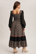 Load image into Gallery viewer, Forte Floral Patched Lace Up Front Maxi Dress in Black