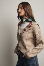 Load image into Gallery viewer, Forte Cable Knit Embroidered Collar Cardigan in Oatmeal