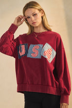 Load image into Gallery viewer, Oddi Washed French Terry Sweatshirt with USA Patched Front in Washed Red
