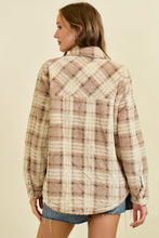 Load image into Gallery viewer, Doe & Rae Faux Fur Plaid Shacket in Beige