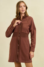 Load image into Gallery viewer, Doe & Rae French Terry Mini Dress in Brown