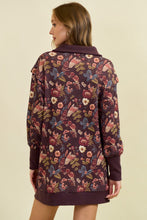 Load image into Gallery viewer, Doe & Rae Floral Half Zip Up Sweatshirt Dress in Burgundy Multi