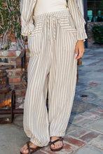 Load image into Gallery viewer, Cotierra Stripe Soft Wash Linen Blended Pants in Taupe/Natural
