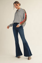 Load image into Gallery viewer, Jodifl Contrasting Stripe and Leopard Print Top in Black