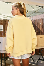 Load image into Gallery viewer, BucketList 'Dilly Dally' Print Reversible Mockneck Sweatshirt in Yellow