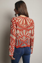 Load image into Gallery viewer, Forte Crochet Floral Pattern Sweater in Rust