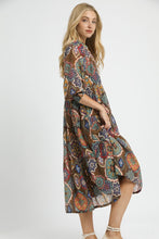 Load image into Gallery viewer, Umgee Mixed Print Midi Dress in Brown Mix