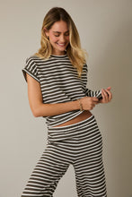 Load image into Gallery viewer, Gilli Contrasting Striped Ribbed Top in Olive-Cream Stripe