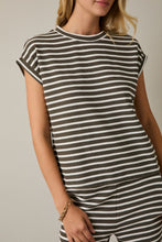 Load image into Gallery viewer, Gilli Contrasting Striped Ribbed Top in Olive-Cream Stripe