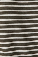 Load image into Gallery viewer, Gilli Contrasting Striped Ribbed Top in Olive-Cream Stripe