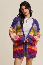 Load image into Gallery viewer, Listicle Rainbow Hand Crochet Cardigan in Rainbow Multi