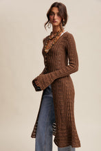 Load image into Gallery viewer, Listicle Crochet Midi Length Cardigan in Mocha