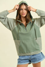 Load image into Gallery viewer, Doe & Rae Fleece French Terry and Soft Rib Knit Jacket in Sage