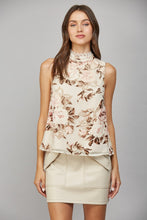 Load image into Gallery viewer, FATE Textured Floral Print Sleeveless Top in Cream Multi