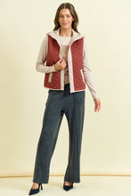 Load image into Gallery viewer, Doe & Rae Contrasting Color Quilted Vest in Brick