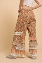 Load image into Gallery viewer, BlueVelvet Floral Print Tiered Ruffle Wide Leg Pants in Dusty Orange Multi
