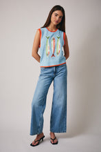 Load image into Gallery viewer, Sunday Edition Knit Fish Sweater Vest in Light Blue ON ORDER