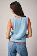 Load image into Gallery viewer, Sunday Edition Knit Fish Sweater Vest in Light Blue ON ORDER