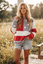 Load image into Gallery viewer, Sewn+Seen American Flag Sweatshirt in Red/Blue/White ON ORDER