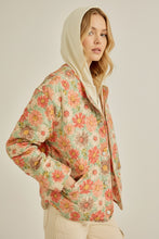 Load image into Gallery viewer, TRENDiLiTY Quilted Floral Print Puffer and Fleece Jacket in Ivory