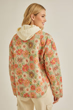 Load image into Gallery viewer, TRENDiLiTY Quilted Floral Print Puffer and Fleece Jacket in Ivory