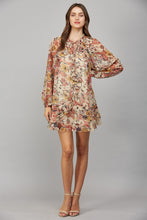 Load image into Gallery viewer, FATE Sheer Luxe Chiffon Floral Print Mini Dress in Beige Combo