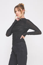 Load image into Gallery viewer, Allie Rose Embellished Lace Ruched Top in Black
