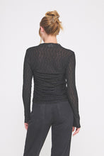 Load image into Gallery viewer, Allie Rose Embellished Lace Ruched Top in Black