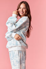 Load image into Gallery viewer, Peach Love Holiday Scenery Printed Terry Knit Sweatshirt in Dusty Blue