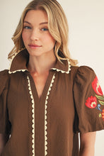 Load image into Gallery viewer, Jodifl Embroidered Textured Solid Top in Brown
