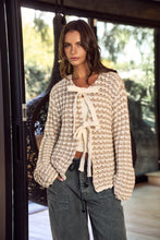 Load image into Gallery viewer, LovLov Lattice Charm Cozy Bow Knit Cardigan in Latte