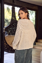 Load image into Gallery viewer, LovLov Lattice Charm Cozy Bow Knit Cardigan in Latte