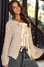 Load image into Gallery viewer, LovLov Lattice Charm Cozy Bow Knit Cardigan in Latte