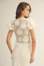 Load image into Gallery viewer, LovLov Romantic Sheer Organza Blouse with 3D Embroidery in Ivory