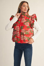 Load image into Gallery viewer, Jodifl Jacquard Floral Puff Vest in Red