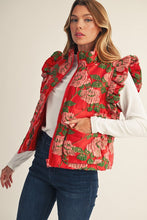 Load image into Gallery viewer, Jodifl Jacquard Floral Puff Vest in Red