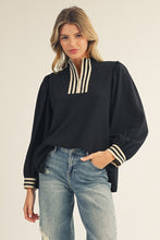 Load image into Gallery viewer, Jodifl Color Ribbed Band Accent High Neck Top in Black