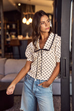 Load image into Gallery viewer, LovLov Sweet Poise Polka Dot Ribbon Detail Top in Ivory