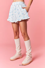 Load image into Gallery viewer, Peach Love Floral Print French Terry Short in Light Blue